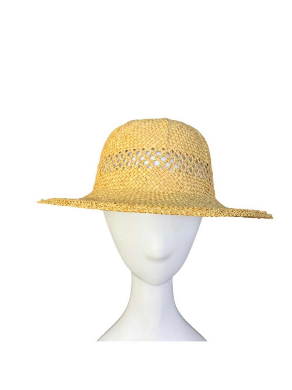 Woven Straw Unisex Natural Sun Hat Breathable Design Ventilated Crown
